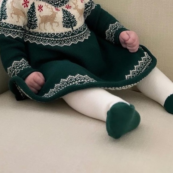 Tahari Baby Girls Fair Isle Christmas Sweater Dress & Tights | NEW/NWOT!!🎄🎄 - Picture 6 of 6